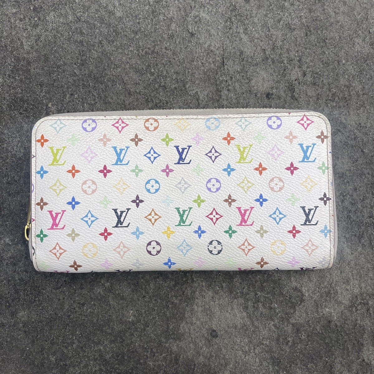 Louis Vuitton White Multicolor Coated Canvas Monogram Zippy