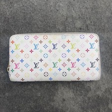 Louis Vuitton White Multicolor Coated Canvas Monogram Zippy Wallet Murakami