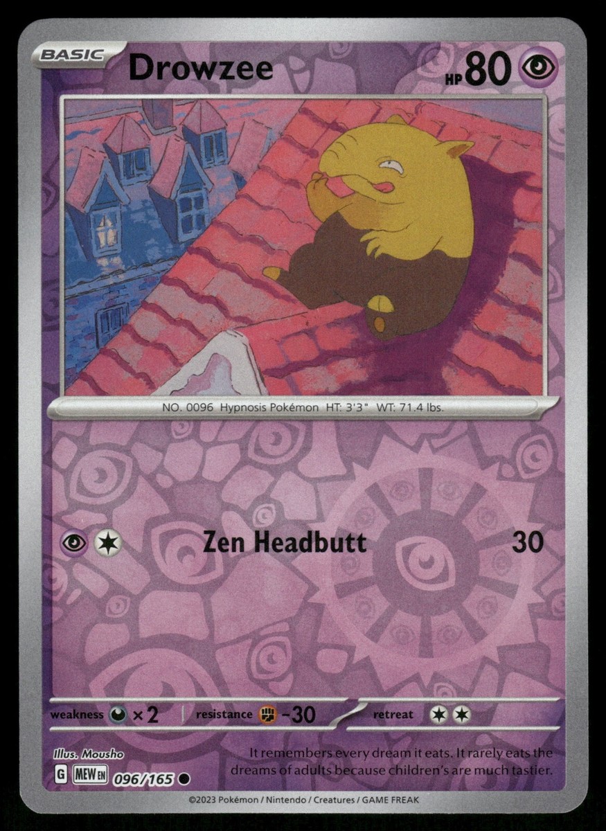 Drowzee Reverse Holo NM 096/165 Scarlet & Violet 151 Pokemon Card