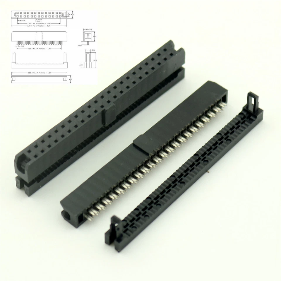 10x Pitch 2mm 2.0mm 2x22 Pin 44 Pin IDC FC Female Header Socket Cable Connector - Image 2 of 4