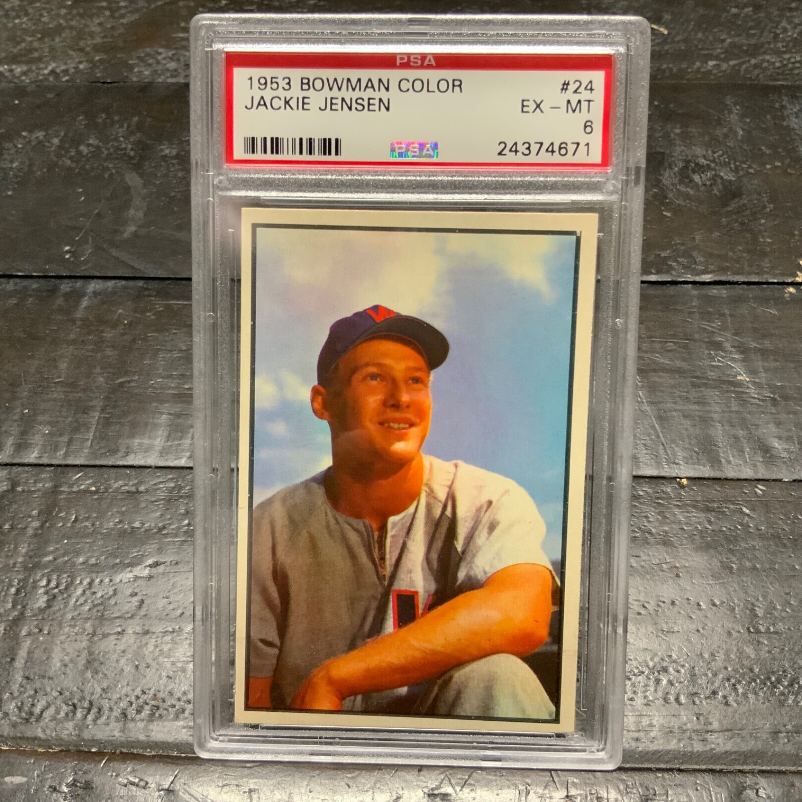 1953 Bowman Color Jackie Jensen #24 *Senators* PSA 6 EX-MT