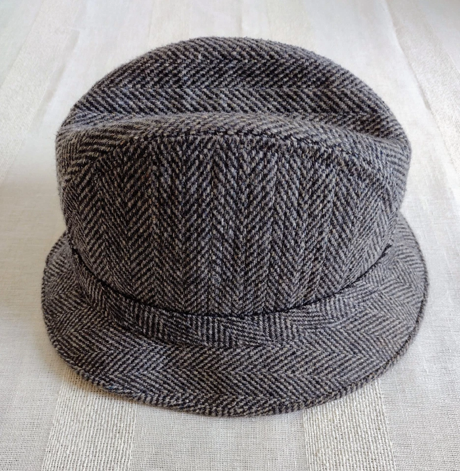 Vintage Stetson Equalizer Gray/Blue Wool Herringbone Derby/Fedora - Size: Large - Image 4 of 4