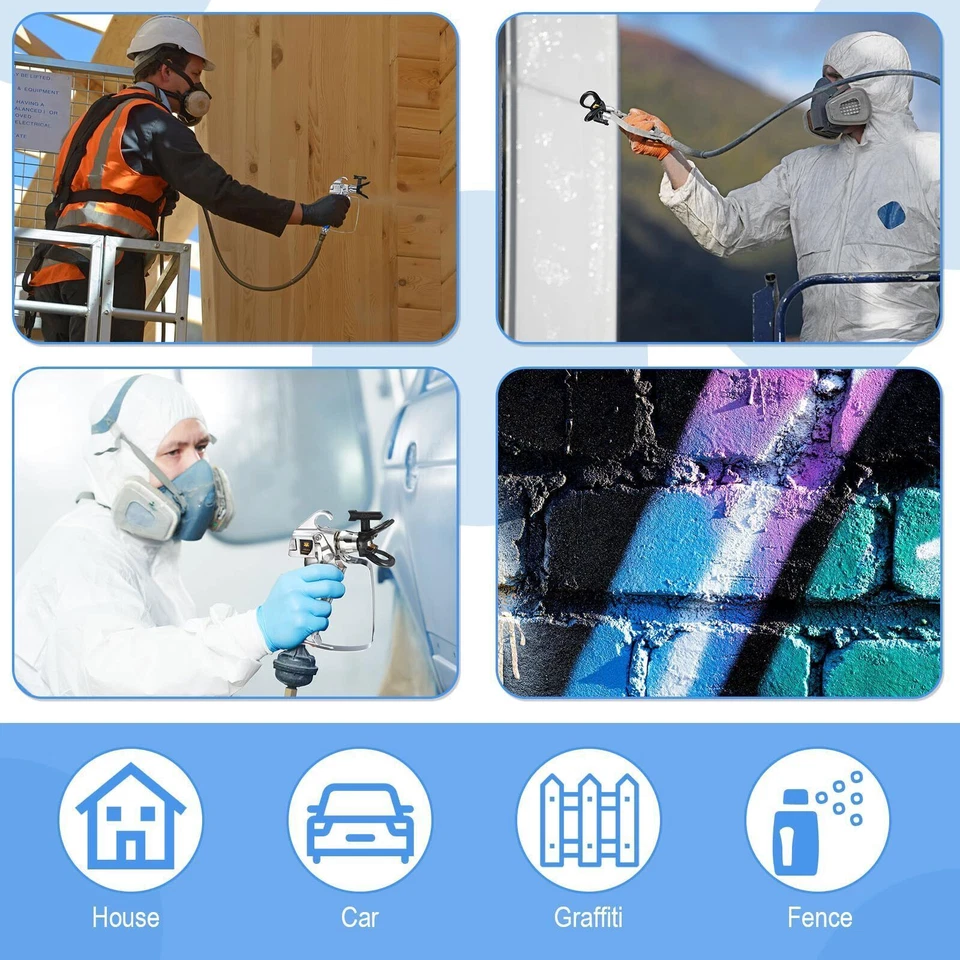 Pistola pulverizadora de pintura sin aire 12 piezas con puntas de pulverización protectoras de boquilla y pintura sin aire Foto 3 de 4