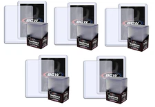 (50) BCW Topload Card Holder 197pt 5mm Extra Thick Patches Jerseys 5 Packs