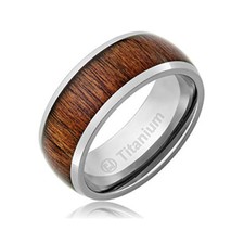 Anello Fidanzamento Uomo Titanio Originale Fascia Centrale Legno Patinato
