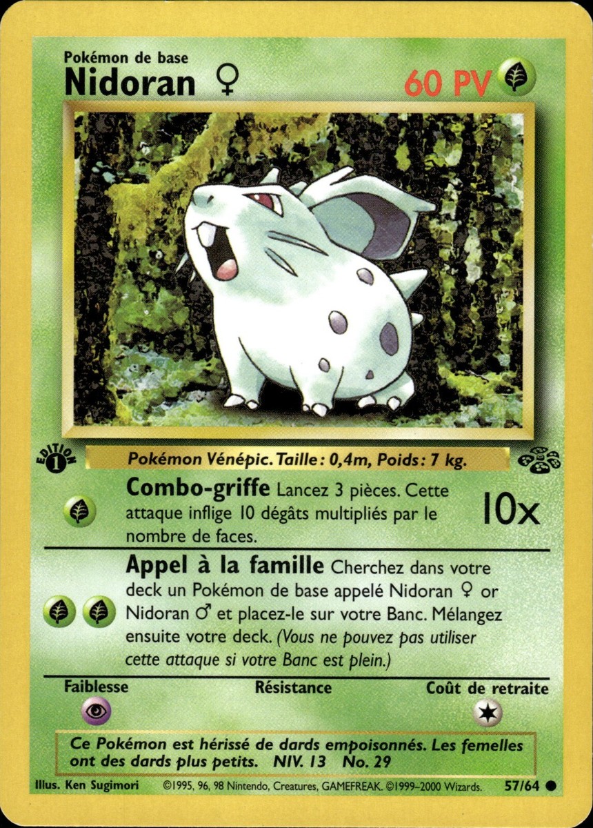 Nidoran - French WOTC 1st Edition Jungle 57/64 - MP