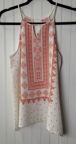 Sweet Wanderer Women's Top White Orange Size S Tank Bandana Aztec Boho SJ2852 - Picture 7 of 8