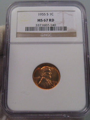 Bu Rot Edelstein 1955-S Lincoln Weizen Penny NGC MS67RD. #7