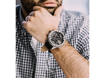Diesel Boltdown DZ7415 Chronograph Leather Band Black Dial Men
