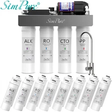 SimPure 400GPD Alkaline pH+ 8Stage Tankless Reverse Osmosis System Under Sink