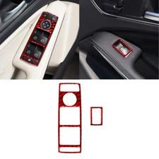 Red Carbon Fiber Front Window Control Cover Trim For Mercedes Benz CLA GLA