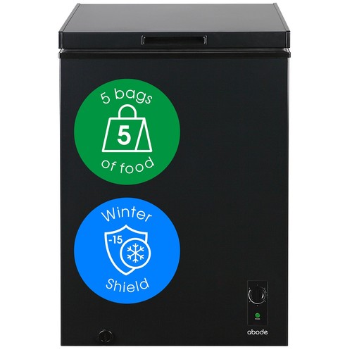 Abode Chest Freezer Black Freestanding 99L Suitable Garage