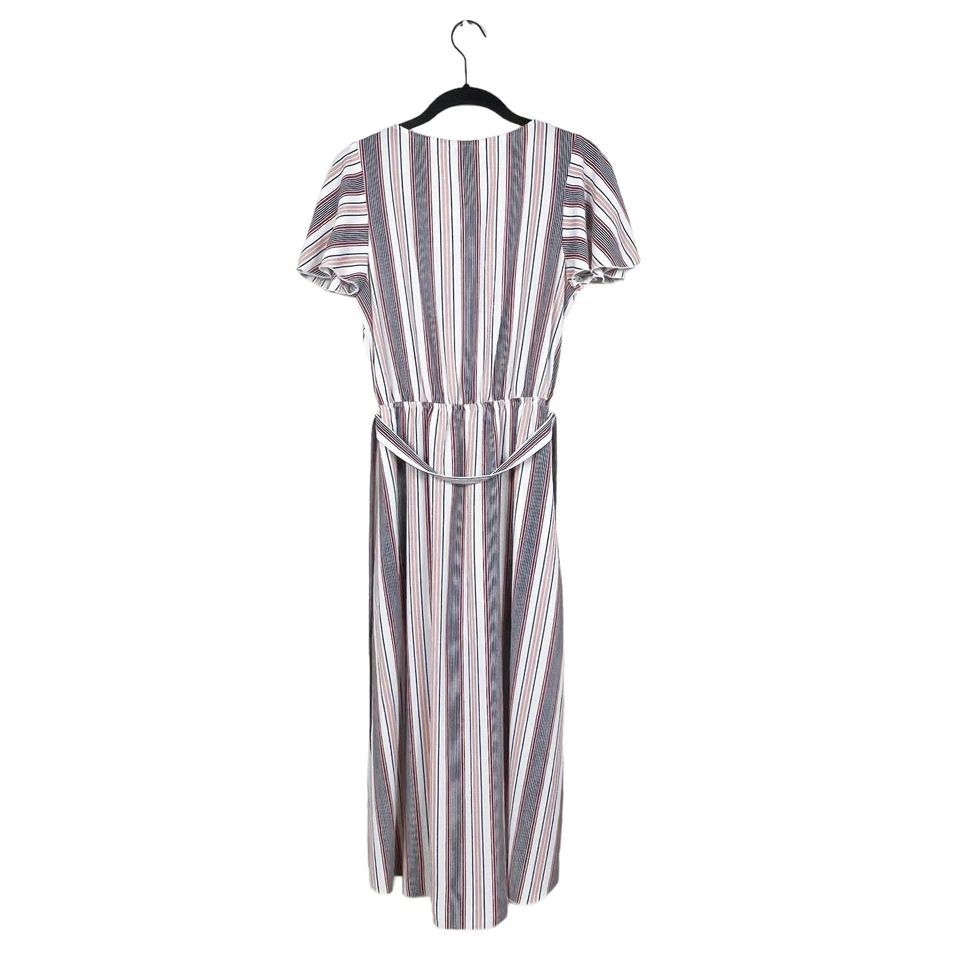 NUEVO CON ETIQUETAS Love Fire Mameluco Talla M Multicolor Rayas Imitación Envolvente Falda Acampanada Manga Corta Foto 3 de 4