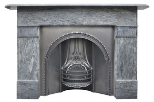 Restored Antique 19th Century Fire Grey Bardiglio Marble Fireplace