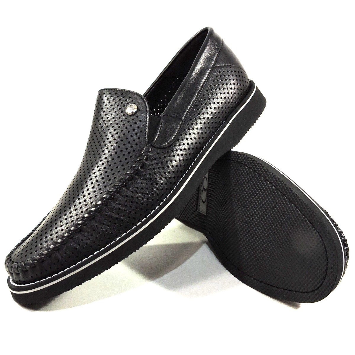 CASADEI ?? MENS BLACK SOFT LEATHER COMFORT SUMMER LOAFERS CASADEI ?? MEN main image 4