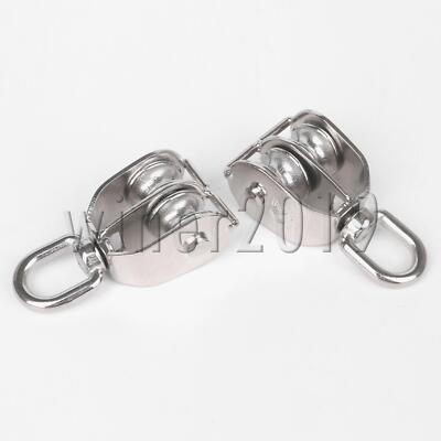 Double Wheels Pulley Block M20 Silver Stainless Steel for Wire Crane Pack of 5