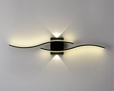CLAXY Modern Black Creative Wave Strip Led Wall Light Fixture Industrial Wall Sconce