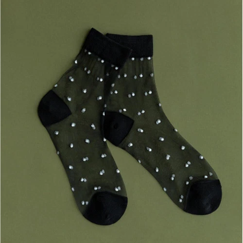 Women Lace Mesh Socks Transparent Thin Crystal Silk Short Ankle Socks Summer - Picture 16 of 38