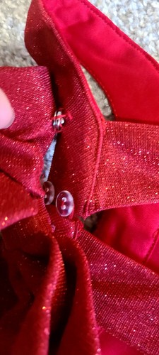 Girls Size 8 Red Glitter Sparkle Valentines Dress High Low Silver Waist Band Bow - Picture 8 of 12