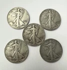 [Lot of 5] Walking Liberty Half Dollar - 90% Silver Random Years
