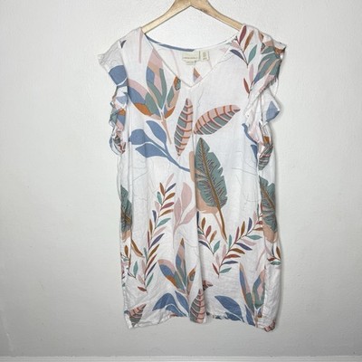 Cynthia Rowley Floral Linen Dress Women's 1X Ruffle Cap Sleeves Shift Beach | eBay Cynthia Rowley Floral Linen Dress Women's 1X Ruffle Cap Sleeves Shift Beach | eBay