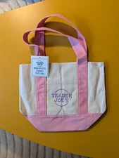 Trader Joe’s Mini Canvas Tote Bag Pastel Pink Spring 2025 Limited Release