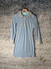 Lovers + Friends Dress Womens Small Blue Knit Collared Sweater Long Sleeve Mini