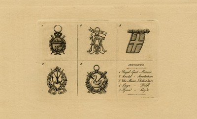 Antique Print-Insignia of different rowingclubs-Njord-Laga-Duhem-Bureau-1881