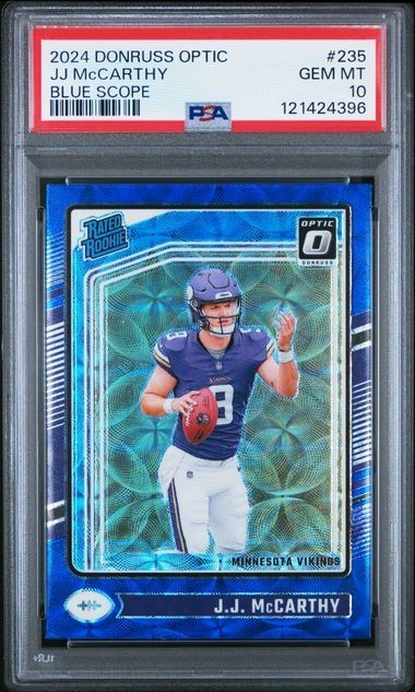 2024 Panini Donruss Optic Blue Scope #235 JJ McCarthy PSA 10