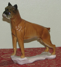 Vintage 1930s Karl Enz Porcelain Boxer Dog #7349 8" Tall-Excellent Condition!