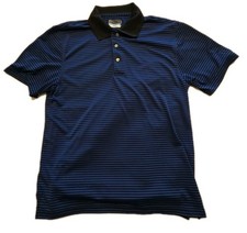PGA Tour Pro Series Golf Polo Short Sleeve Shirt Blue Striped Men's Size Large