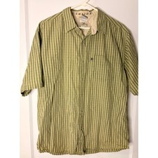 The North Face A5 Series Mens Large Green Striped Short Sleeve Button Down Shirt
