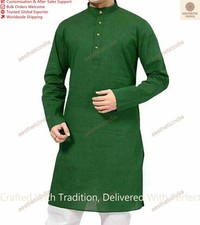 Mens Kurta Cotton Indian Short Kurta Casual Shirt Ethnic Hippie Pilen Print Shir