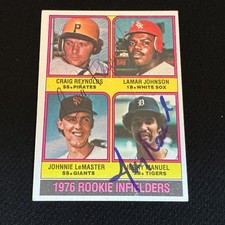 autographed  1976 Topps rookies w/ CRAIG REYNOLDS  & JERRY MANUEL       .  #AXL