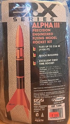 ESTES ALPHA III Flying Model Rocket Kit 1256 Single Sealed Kit Vintage New USA 