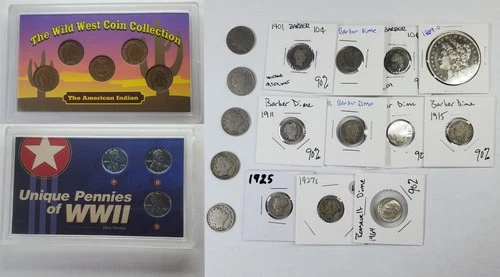 Coin Collection lot $2 90% Silver Bullion Morgan Dollar/Barber + more (see pics)