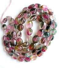 Multi Tourmaline Oval Beads: Smooth Bio Tourmaline Nugget Strand 3x4 to 7x10 MM