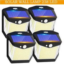 4x Solar Power 238 LED PIR Motion Sensor Outdoor Security Garden Wall Lamp Light