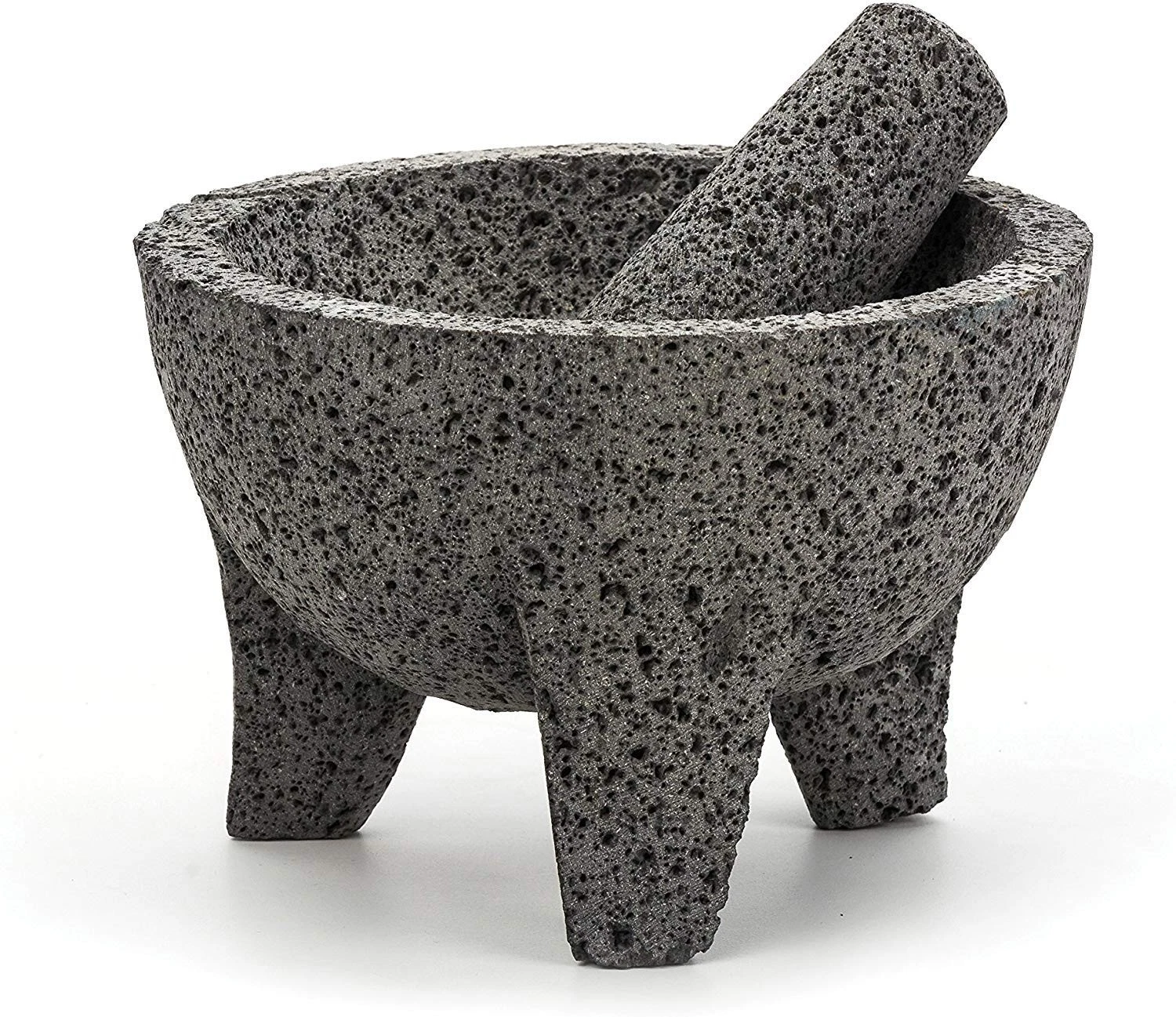 RSVP Mexican Molcajete – 8.5" x 5" Mortar & Pestle, Natural Volcanic Stone
