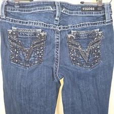 VIGOSS The Dublin Boot Cut Jeans Blue Denim S5/6 inseam of 33 Low Rise