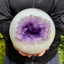 3.08LB Natural Open Smile Agate Amethyst Sphere Healing Wealth Collectible Cryst