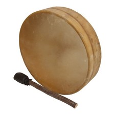 DOBANI Pretuned Calfskin Head Wood Frame Drum Antler Handle w/ Beater 12-Inch
