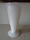 Vintage Fenton Hobnail Milk Glass Vase Scalloped Edge Minimalist Decor