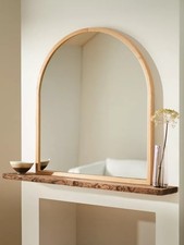 John Lewis Slim Solid Oak Overmantle Arched Mirror 101 x 90cm - Natural {Gapped}