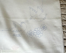 Vtg Artex #3029 Love Birds Pillowcase Stamped Ready to Paint Liquid Embroidery