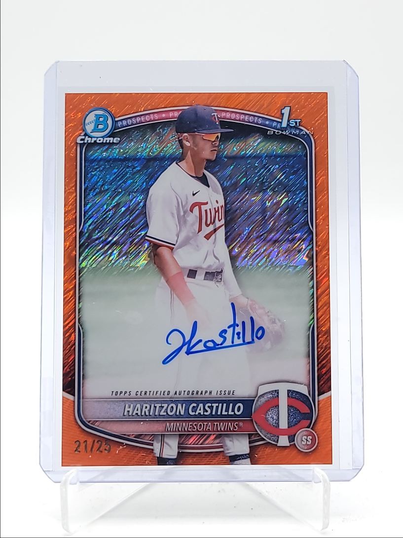 HARITZON CASTILLO 2025 BOWMAN CHROME 1ST ORANGE SHIMMER TWINS AUTO /25 Q3967