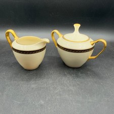Lenox Tyler Creamer & Sugar Set Gold & Black Trim