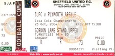 Sheffield United v Plymouth Argyle 23/10/04 Championship Ticket