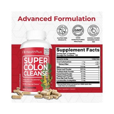 Super Colon Cleanse 240 Caps 530 Mg by Health Plus 794628190921 | eBay