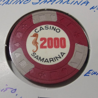 CASINO SAMARINA 2000 CASINO NEVER OPENED gaming poker chip Quito Ecuador